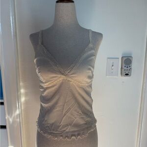 Natural Life Cream Lace Trim V-neck Cami